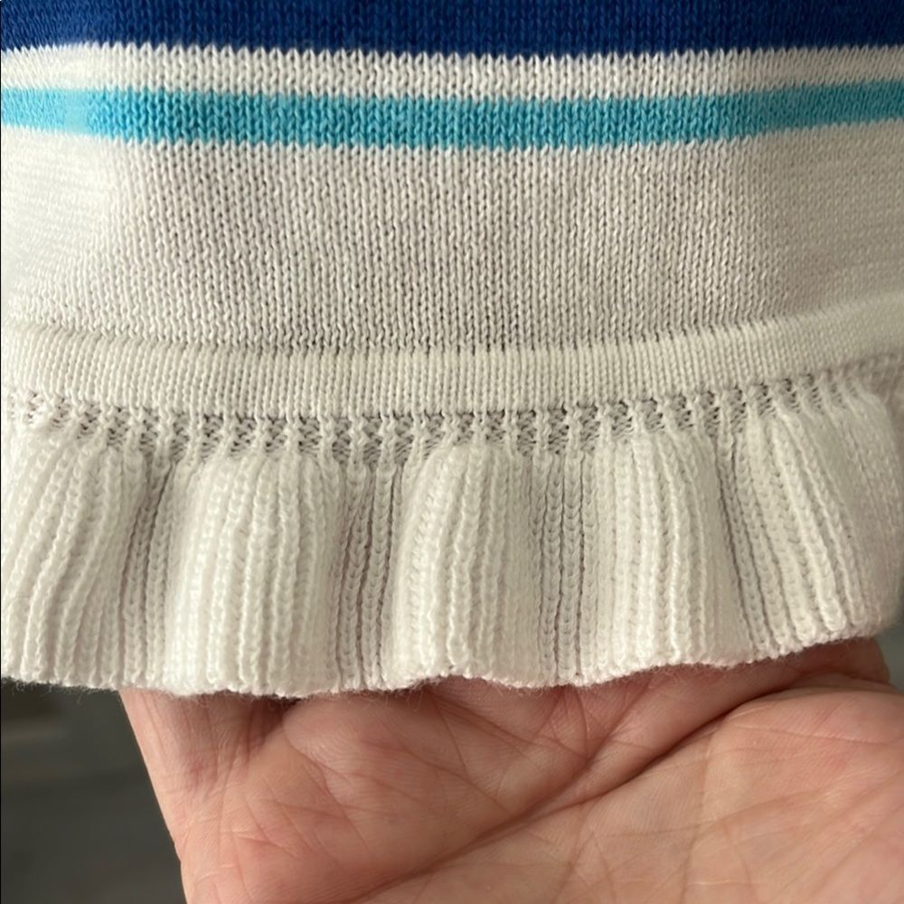 Talbots White and Multicolor Striped Sweater Ruffle Bottom - Picture 3 of 6